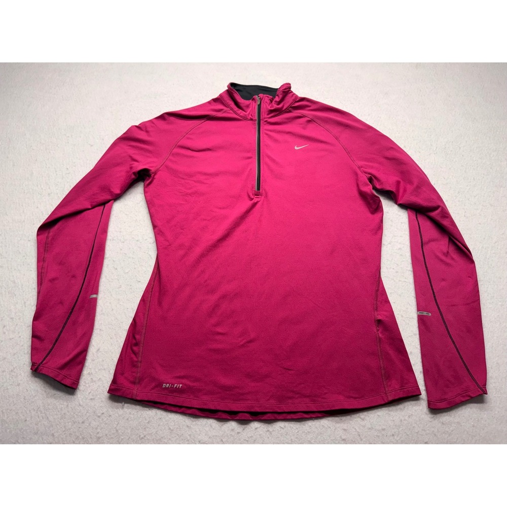 Nike Element Dri-FIT Half Zip Running Top Pink Womens Large 602677-501